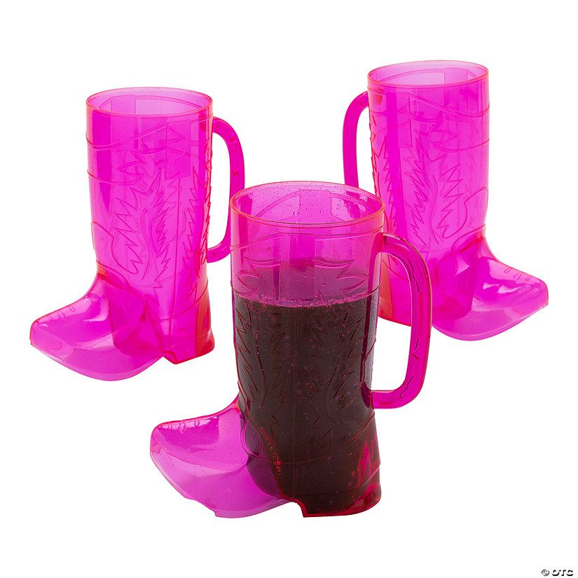 17 oz. Pink Cowgirl Boot Reusable BPA-Free Plastic Mugs - 12 Ct. | Oriental Trading Company
