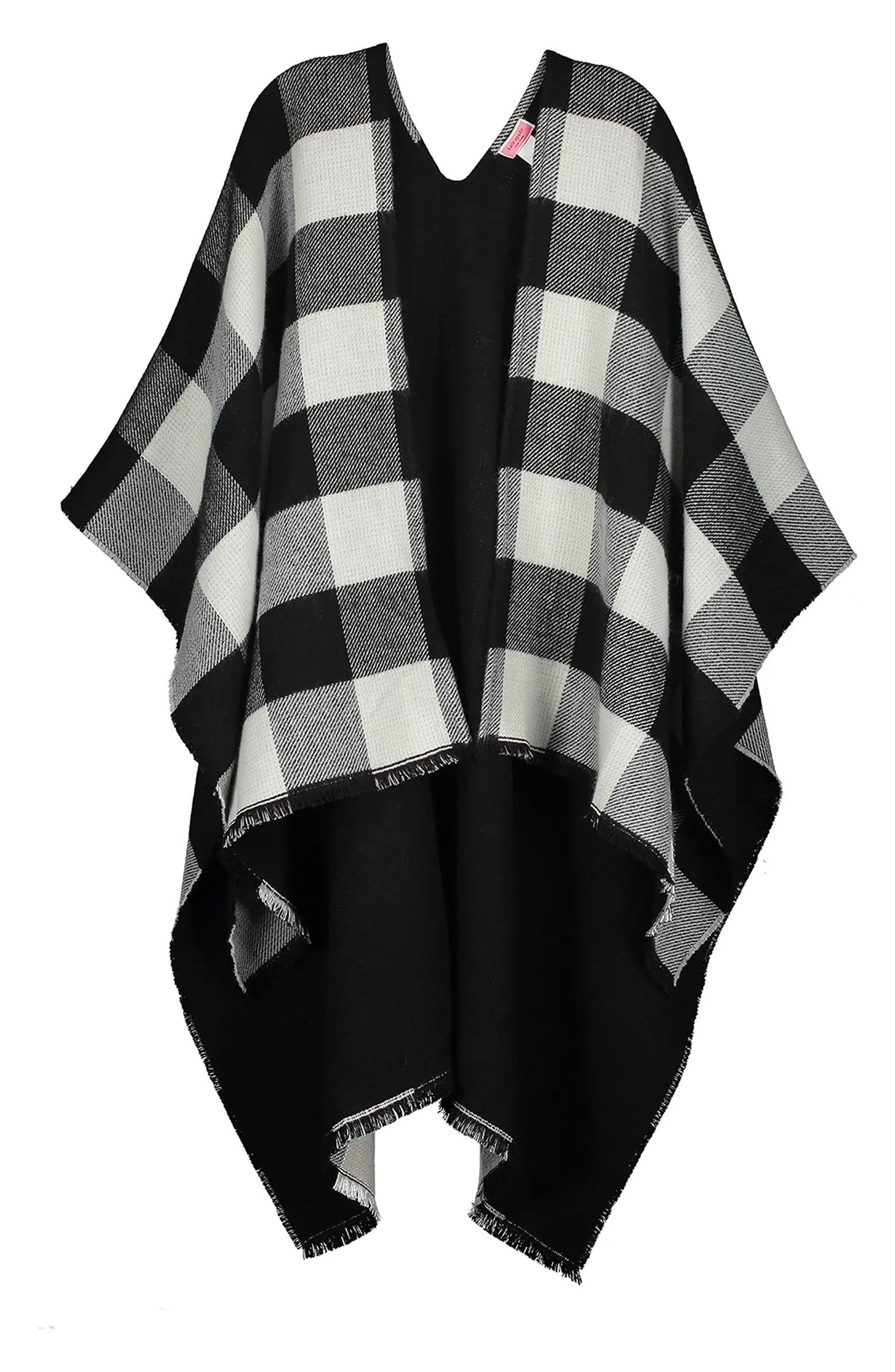 kate spade new york reversible check wool blend ruana | Nordstrom | Nordstrom