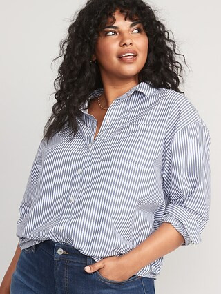 Oversized Striped Boyfriend Shirt for Women | Old Navy (US)
