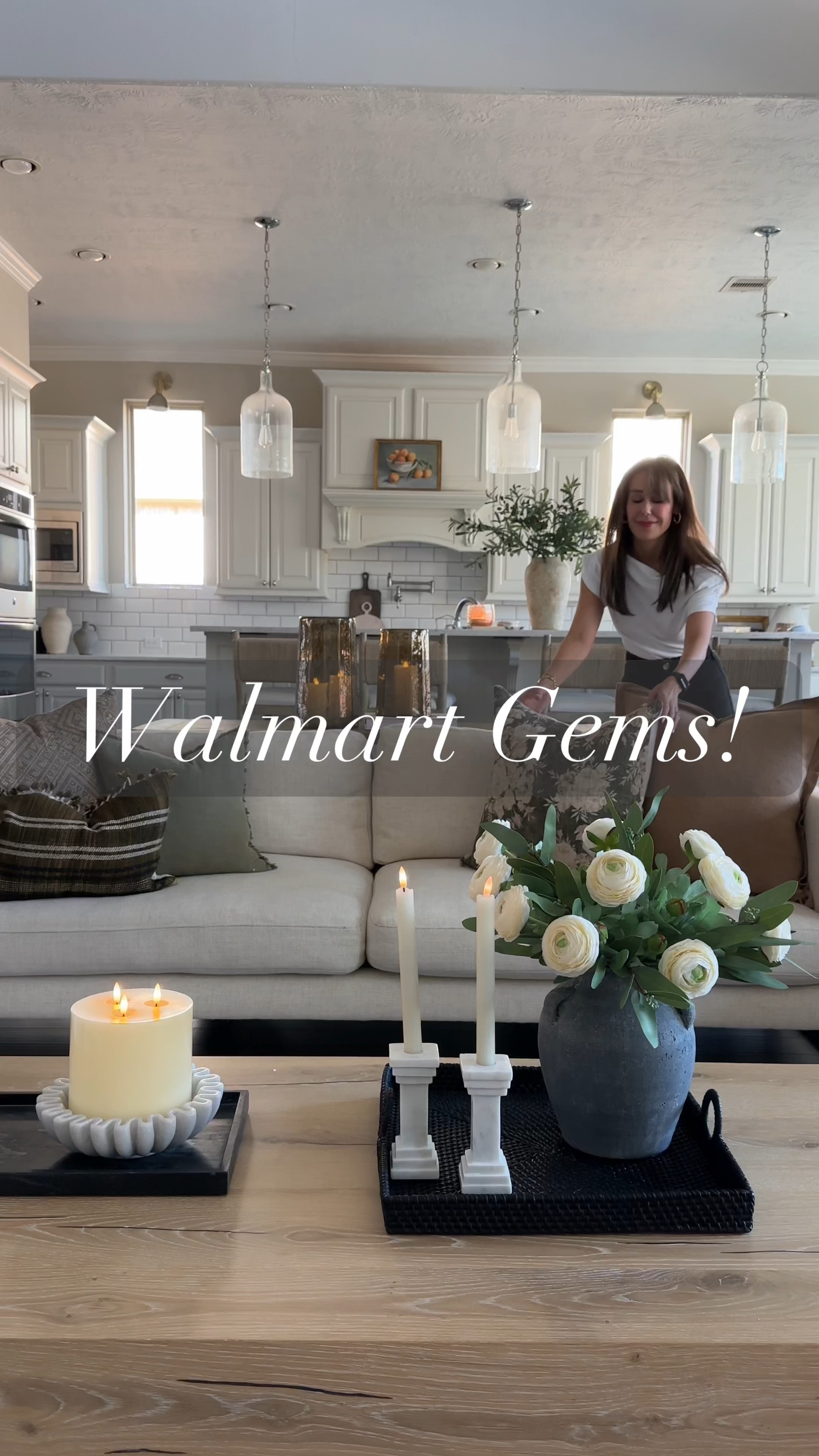 Walmart Gems that are definitely worth sharing!! My favorite is the beautiful arched mirror that’s back in stock but not for long! It always sells out! My throw pillows, cute candle tray and on tend throw blanket!! 

#LTKVideo #LTKStyleTip #LTKHome