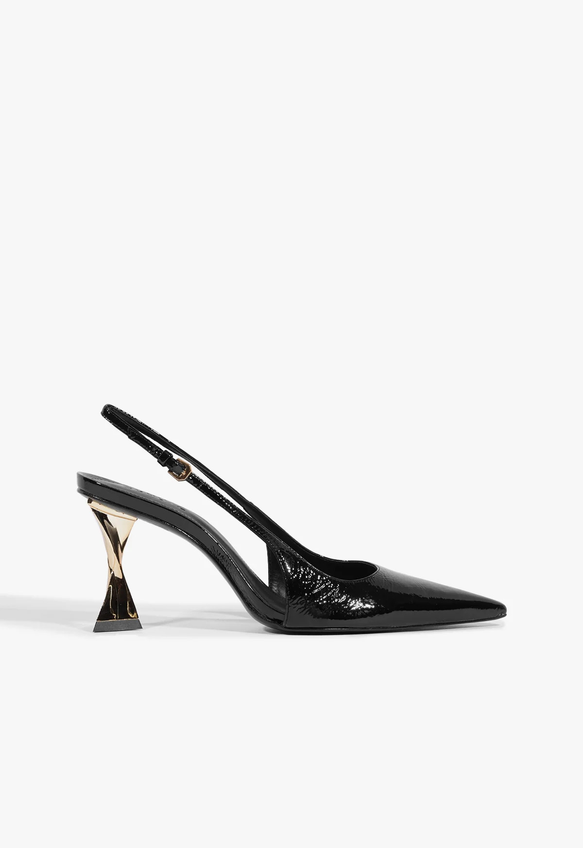 Elisha Black Mid Sculptural Heel Pump | SCHUTZ | Schutz (US)