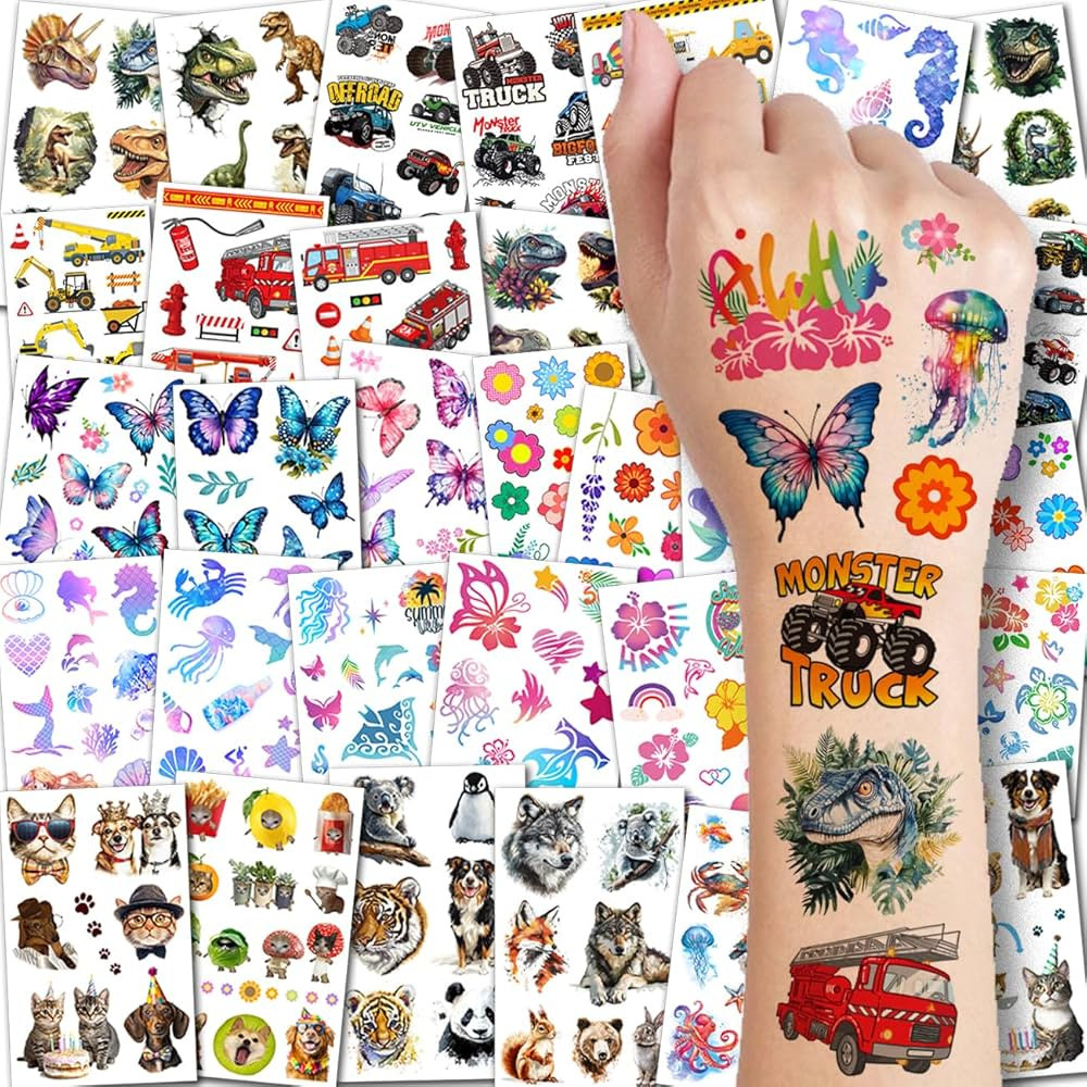 Amazon.com : CHARLENT Temporary Tattoos for Kids - 320 Mixed Styles (36 Sheets) Tattoo Stickers S... | Amazon (US)