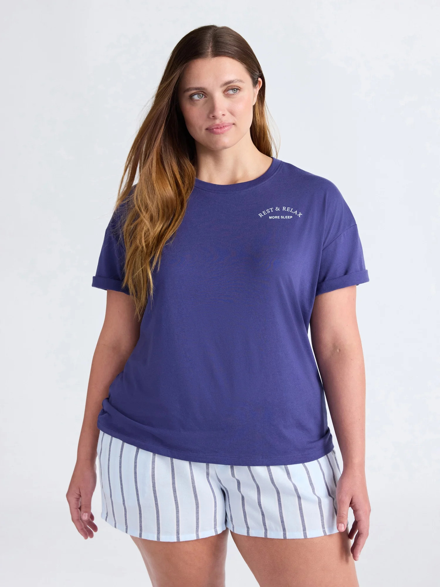 Joyspun Women's Short Sleeve Tee and Flannel Shorts Pajama Set, 2-Piece, Sizes XS-3X | Walmart (US)