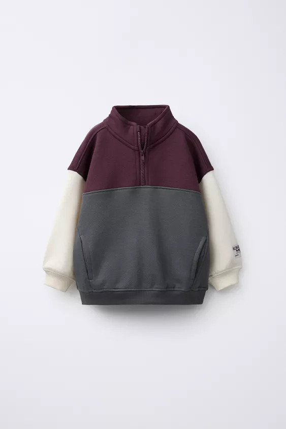 COLOR BLOCK ZIP SWEATSHIRT | Zara US
