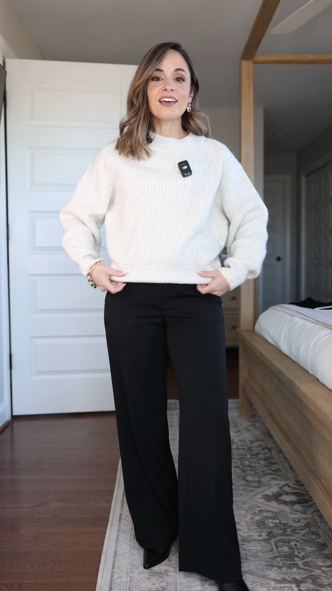 Ann Taylor Perfect Wide Leg
00 petite - I prefer the curvy fit 
62% poly/ 34% viscose/ 4% spandex 
10” rise / 28.5” inseam / 8” leg opening
Sweater (Kohl’s): petite xs 
Belt (Aritzia)
Boots (J.Crew) 

My measurements for reference: I’m 4’10” and 105lbs. My bust, waist, and hip measurement is 32”, 24”, and 36”.


#LTKPetite