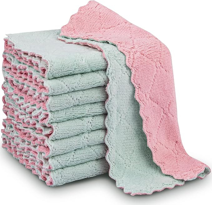 20 Packs Kitchen Cloth Dish Towels, Nonstick Oil Fast Drying Washcloths, Premium Dish Cloths for ... | Amazon (US)