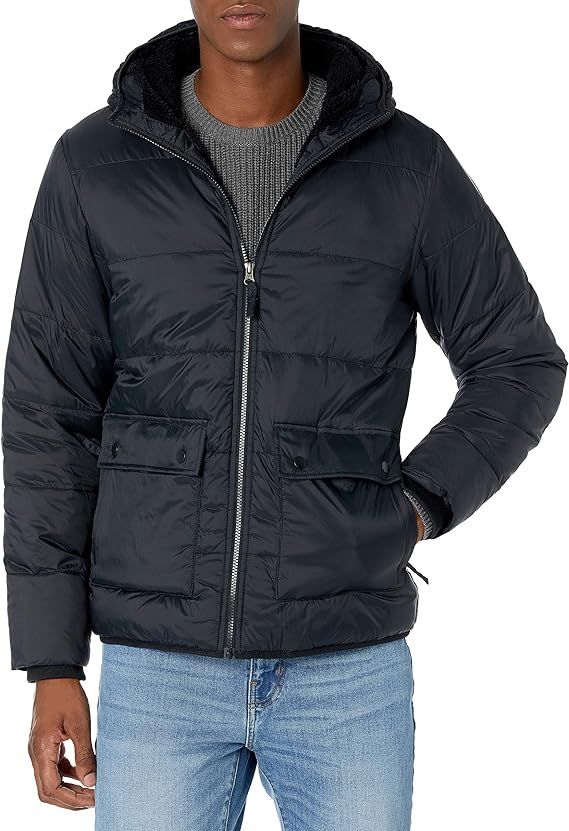 Amazon Essentials Men's Long-Sleeve Water-Resistant Sherpa-Lined Puffer Jacket | Amazon (US)