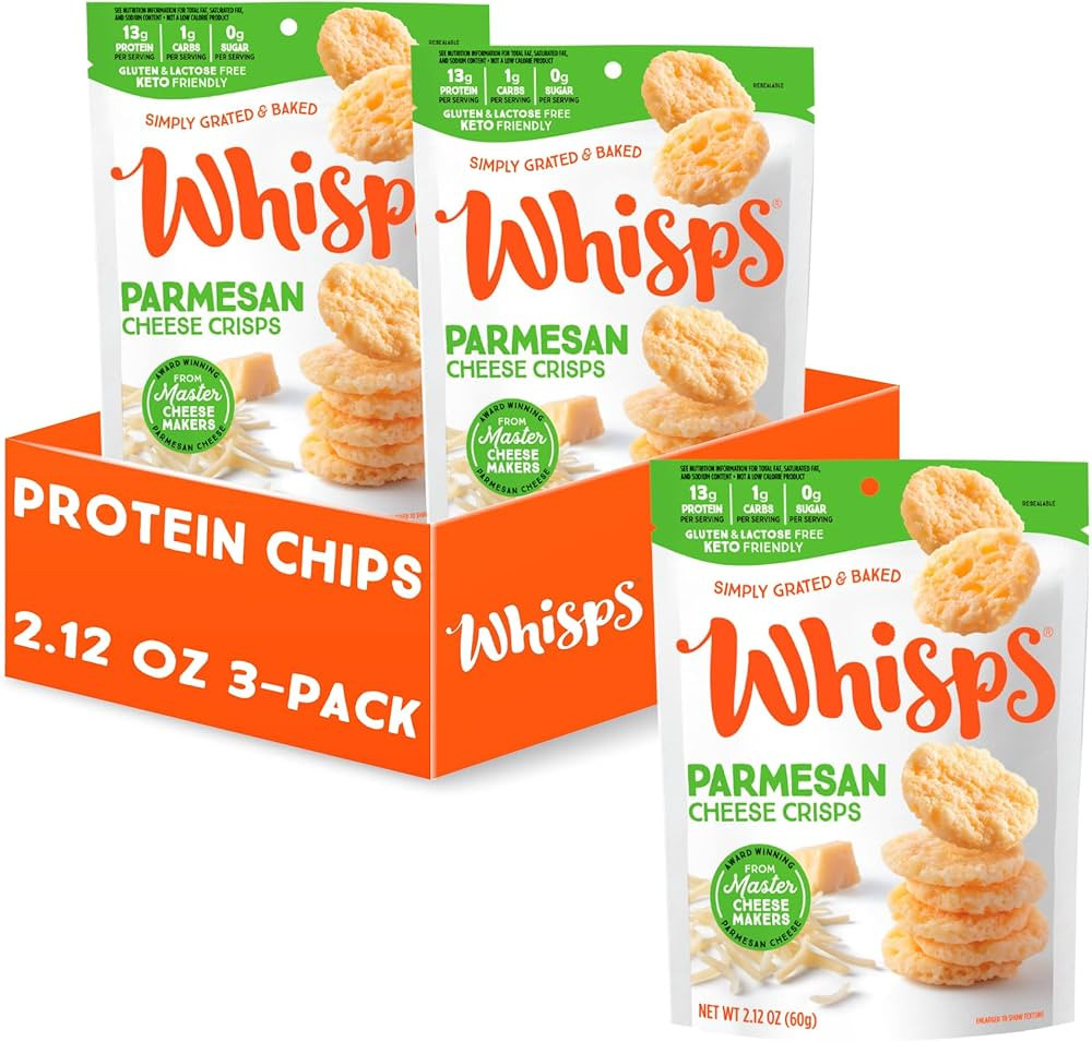 Whisps Cheese Crisps Parmesan Cheese | Protein Chips | Healthy Snacks | Protein Snacks, Gluten Fr... | Amazon (US)