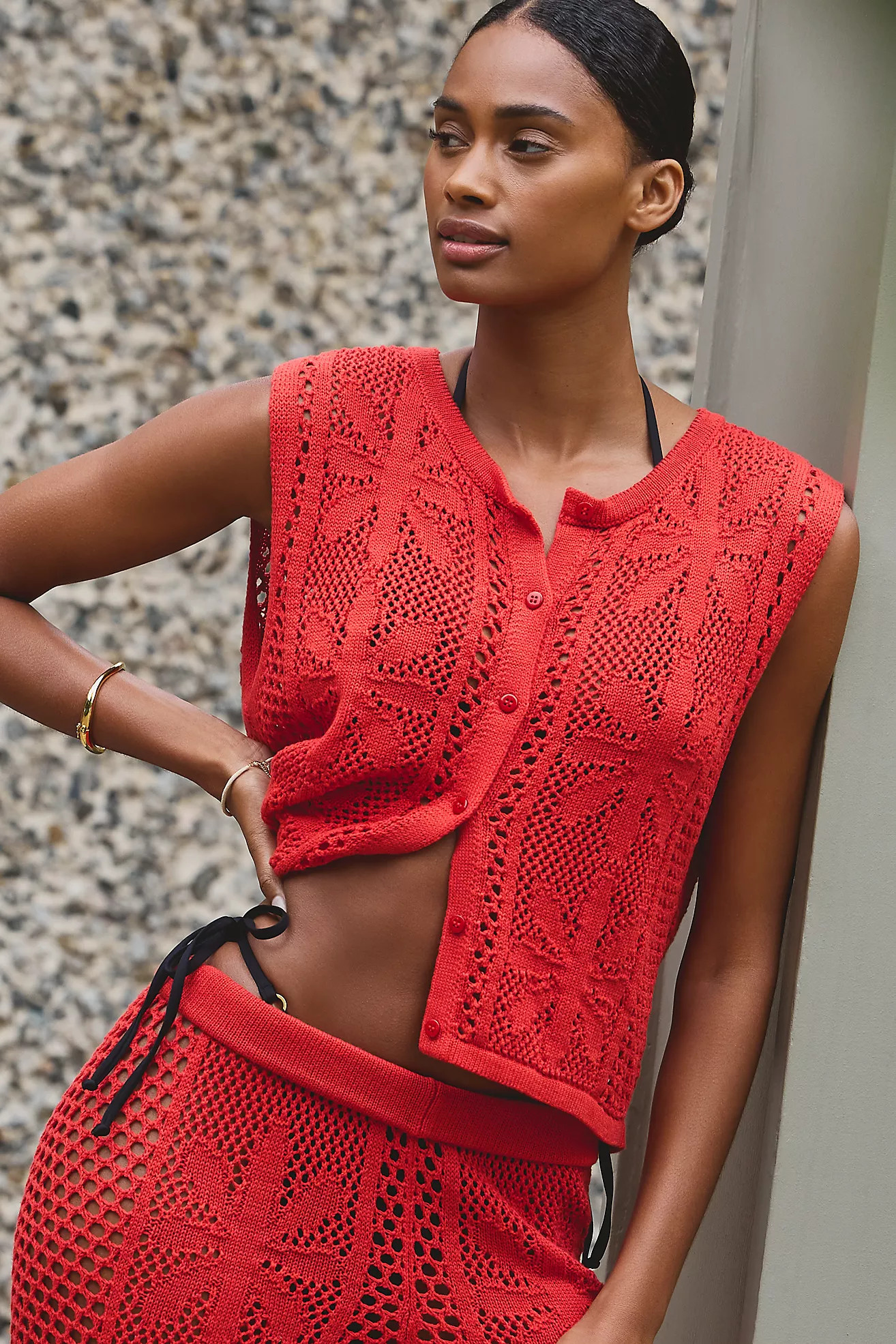 Celandine Bloom Crochet Button Front Top | Anthropologie (US)
