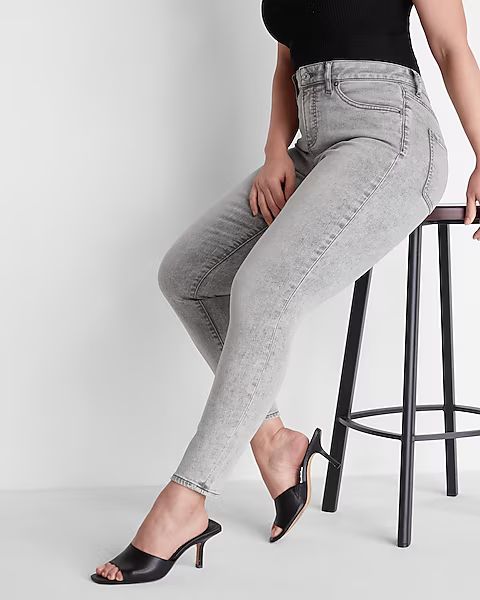 Curvy Mid Rise Gray Skinny Jeans | Express