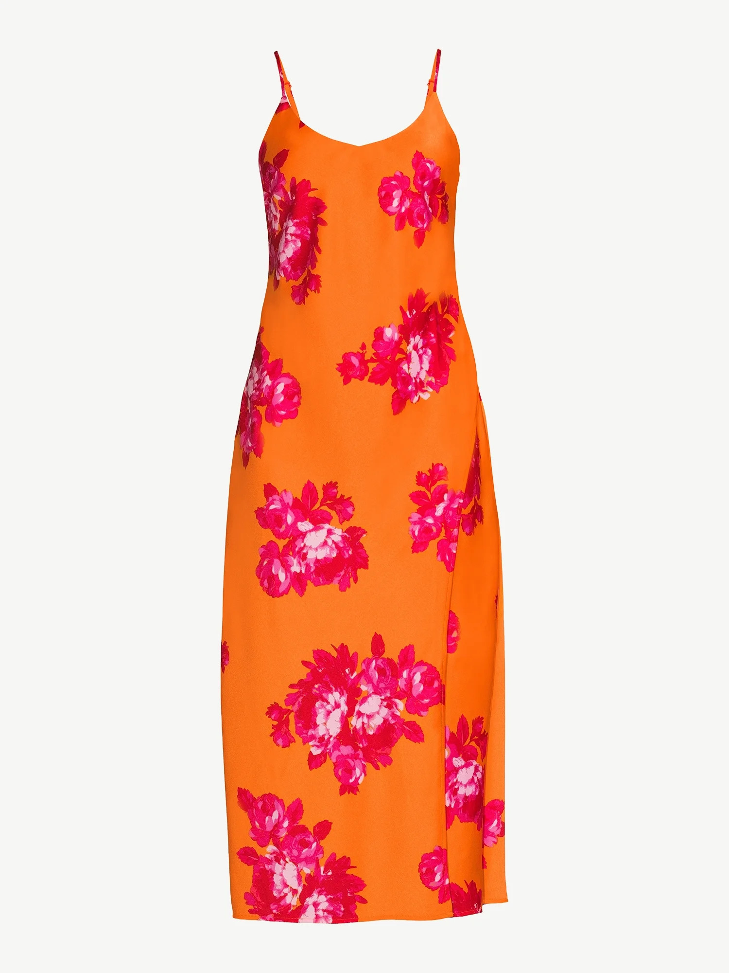 Scoop Women's Satin Midi Slip Dress with Side Slit, Sizes XS-XXL | Walmart (US)