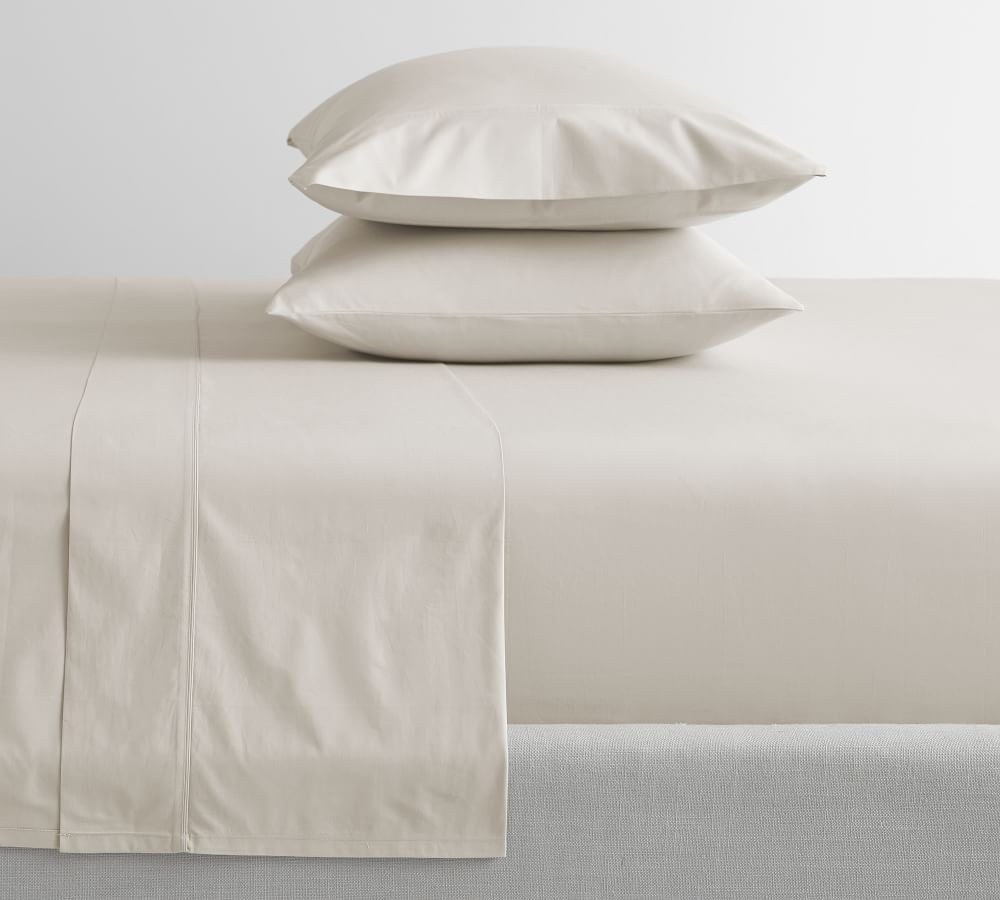PB Classic 400-Thread-Count Organic Percale Sheet Set, King, Classic Ivory | Pottery Barn (US)