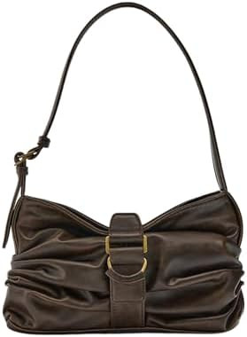 Women's Y2k Purse Buckle Shoulder Bag Vintage Punk Ruched Hobo Funky Leather Handbags | Amazon (US)