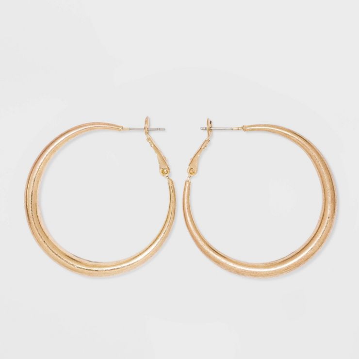 Worn Gold Hoop Post and Hinge Earrings - Universal Thread™ Gold | Target