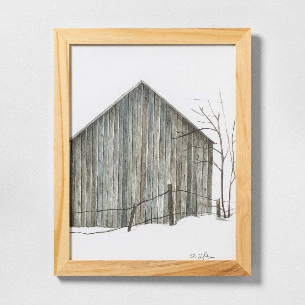 16"" X 20"" Sketched Barn Wall Art with Natural Wood Frame - Hearth & Hand with Magnolia, Adult Unisex | Target
