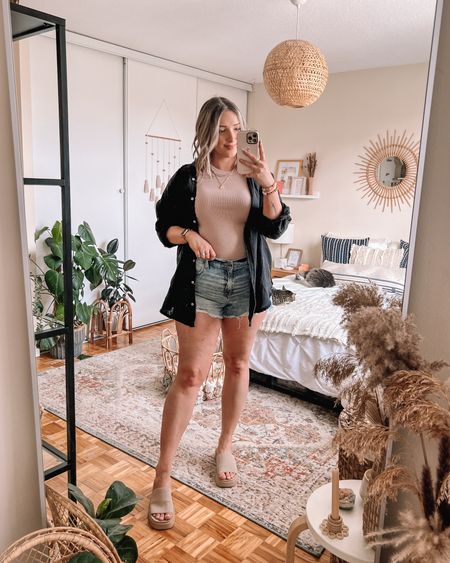 Casual midsize summer outfit - high neck tank, gauzy button up shirt, and my fave denim shorts. My platform sandals are an Amazon find!

Summer fashion trends, affordable outfits


#LTKcurves #LTKstyletip #LTKSeasonal