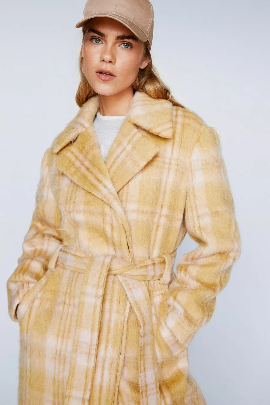 Check Wool Blend Robe Coat | Nasty Gal US