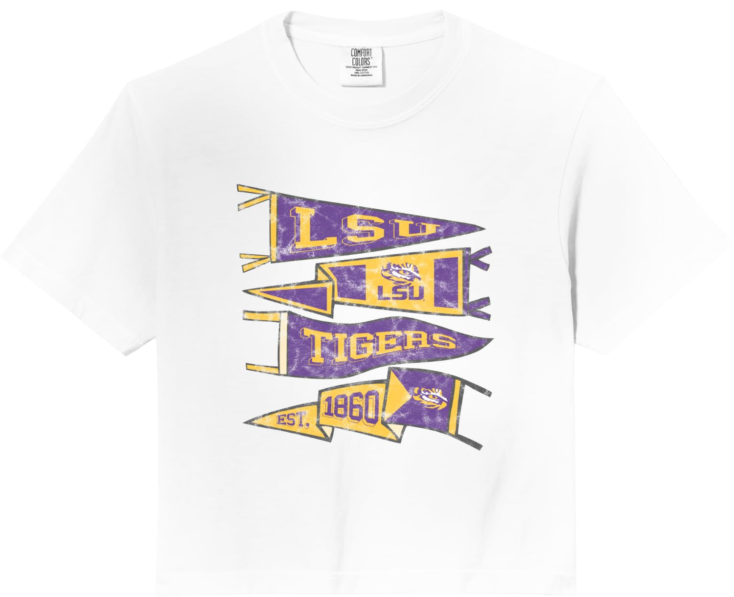 LSU Tigers Distressed Pennants Comfort Colors Crop Top | Amazon (US)