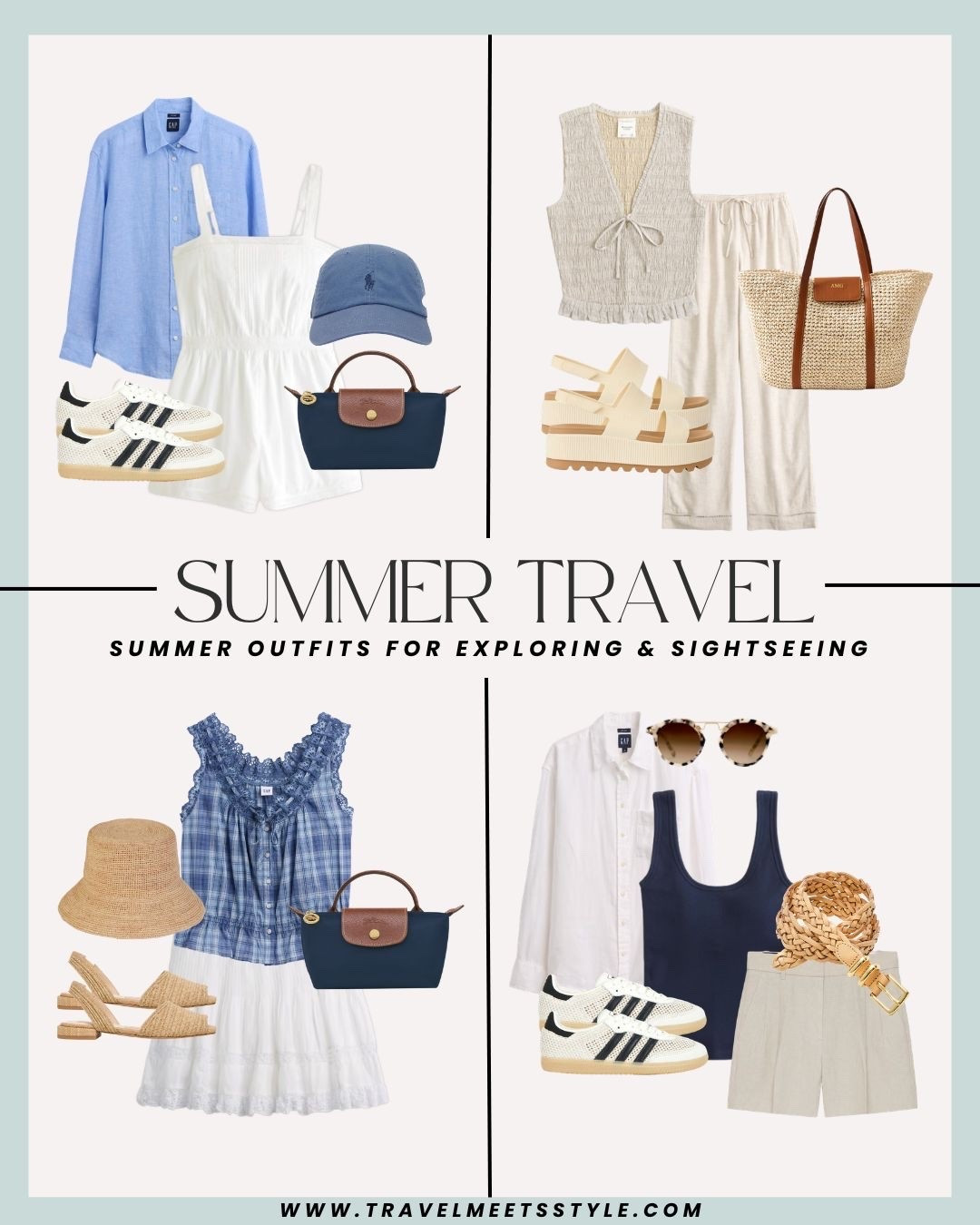 Sharing the ultimate summer travel capsule wardrobe + summer outfit ideas for exploring & sightseeing ☀️ Head to travelmeetsstyle.com read the full post and explore more summer outfits for every adventure!

#LTKTravel