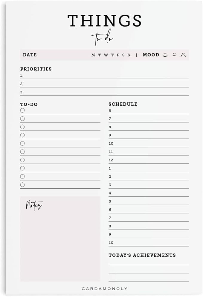 Daily Planner to Do List - 6 x 9 - to Do List Note Pad - 50 Sheets Undated - Productivity Planner... | Amazon (US)