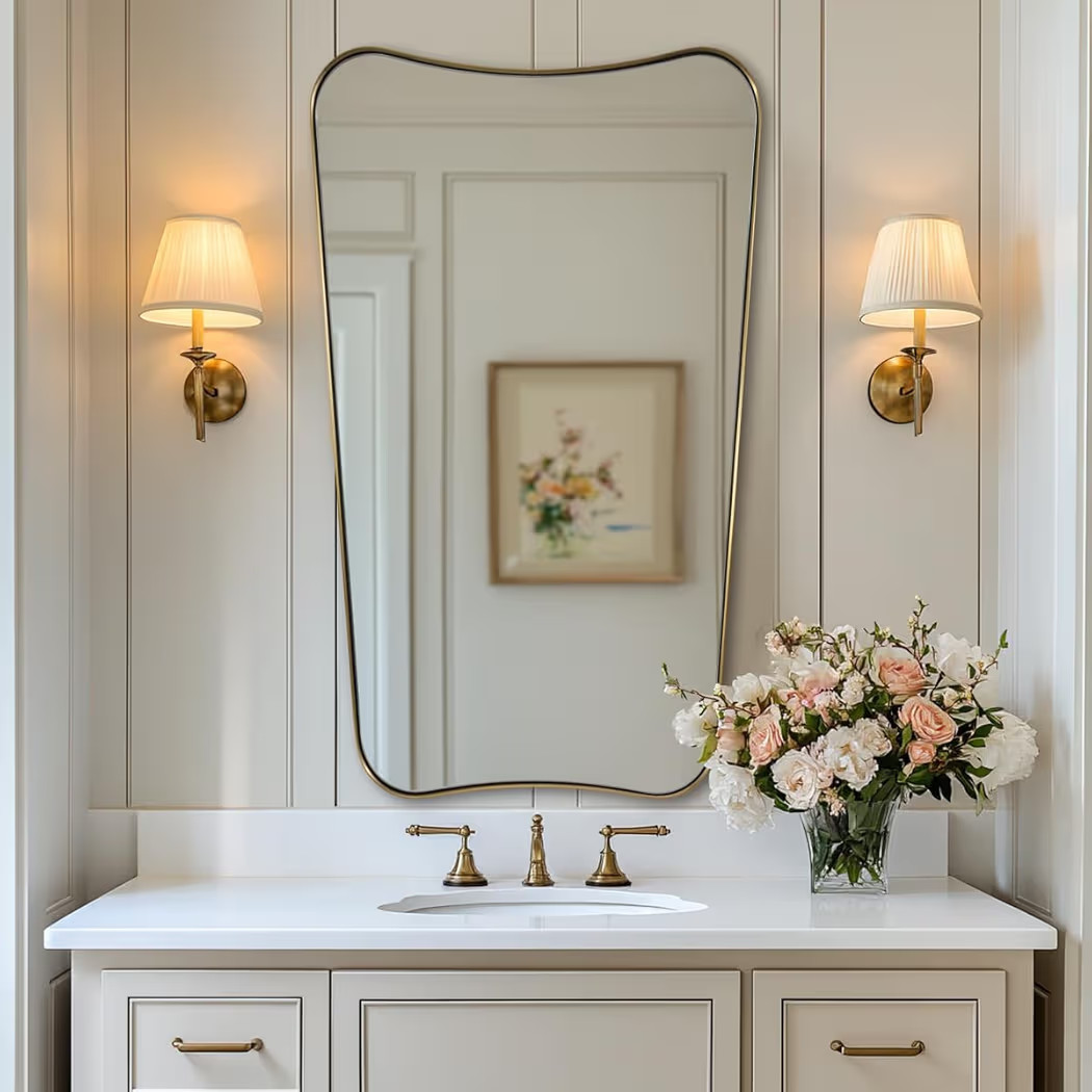 ANDY STAR 24x40 Inch Mirror, Brushed Gold Bathroom Mirror for Over Sink, Large Decorative Wall Mi... | Amazon (US)