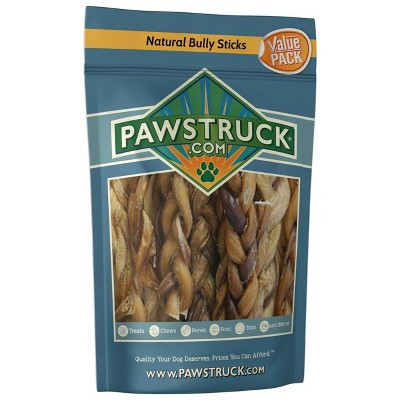 Pawstruck Natural 9" Braided Bully Sticks for Dogs - Grain-Free Rawhide-Free Single Ingredient Chew Treat Supports Dental Health - 1lb Bag | Target