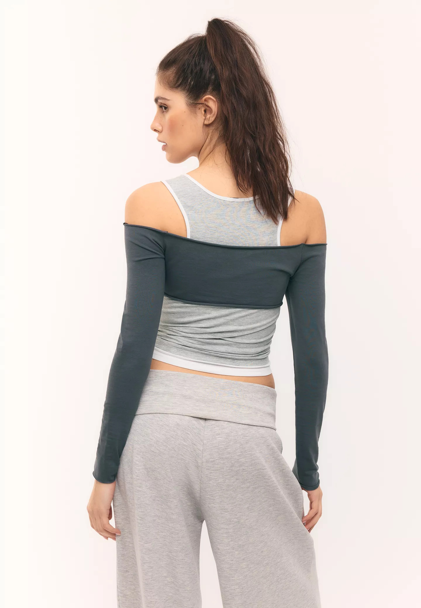 Long sleeve overlay top - Women's Mocacos Nuevo | Stradivarius United Kingdom | Stradivarius (UK)