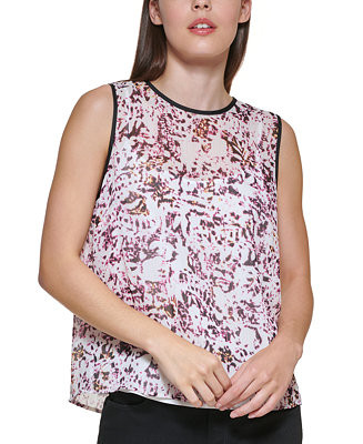 DKNY Women's Printed Sleeveless Top & Reviews - Tops - Women - Macy's | Macys (US)