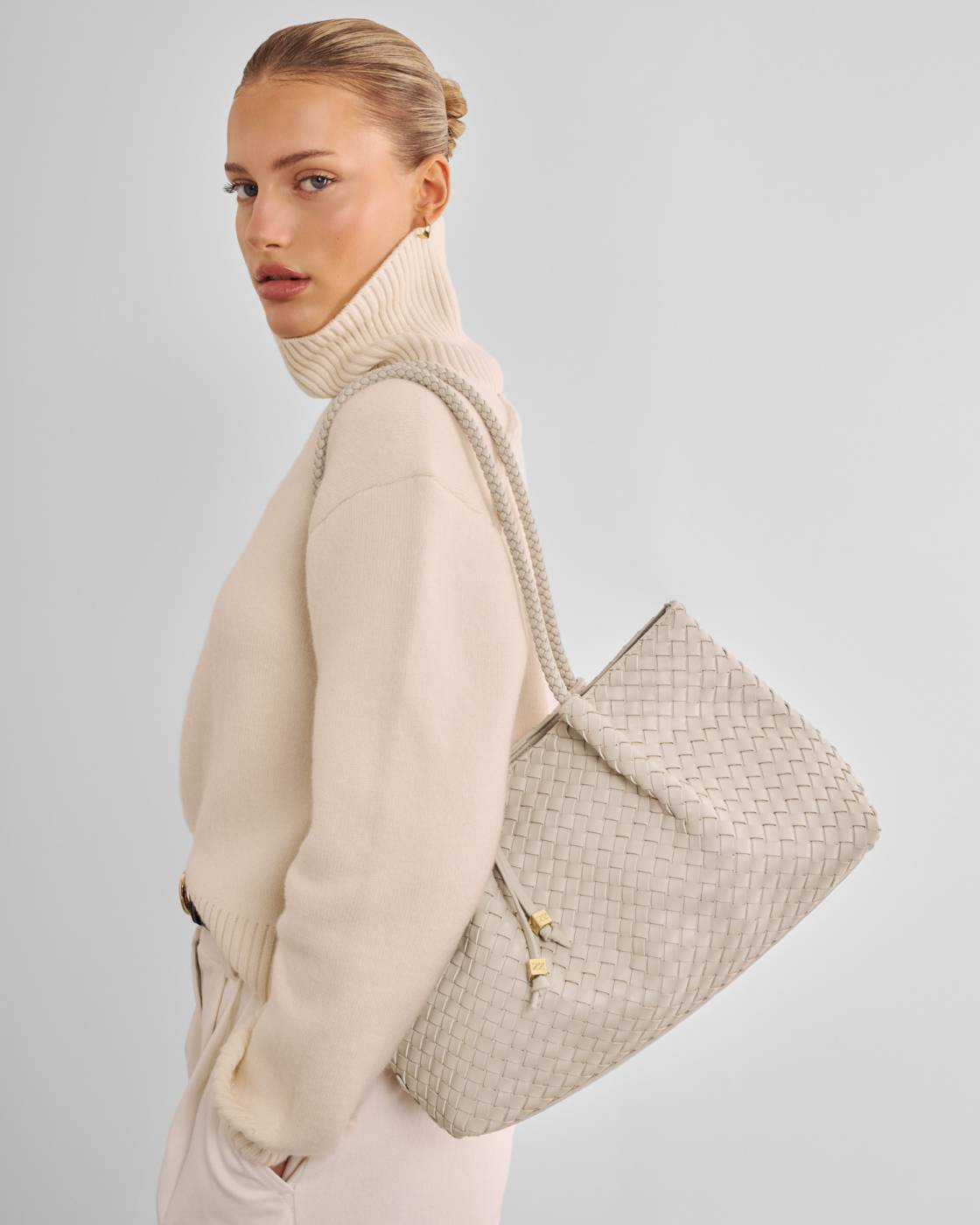 Nova Hand Woven Small Shoulder Tote in Oyster | Katie Loxton Ltd. (UK)