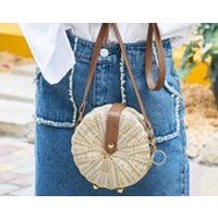 Round Rattan Bag for Women Straw Bag Handwoven Beach Bohemian Shoulder Purse | Etsy (US)