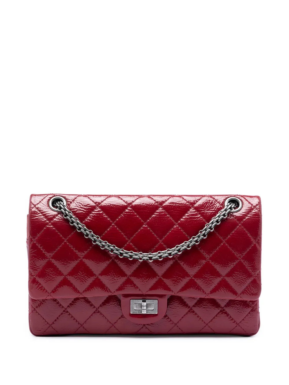 CHANEL Pre-Owned 2010-2011 Quilted Crinkled Patent Reissue 2.55 Double Flap 226 shoulder bag - Red | Farfetch Global