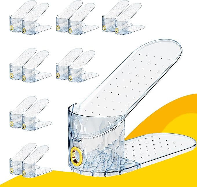 15 Pack Shoe Slots Organizer, Adjustable Shoe Stacker for Closet Storage, Clear Double Layer Spac... | Amazon (US)