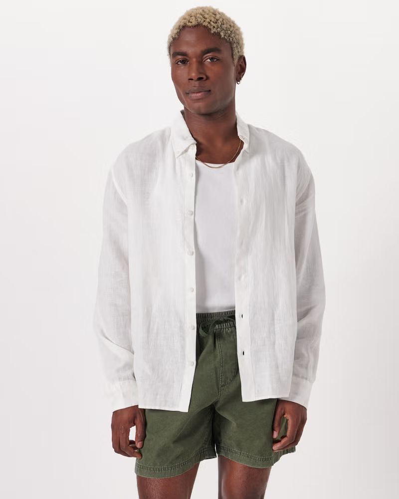Linen Button-Up Shirt | Abercrombie & Fitch (UK)
