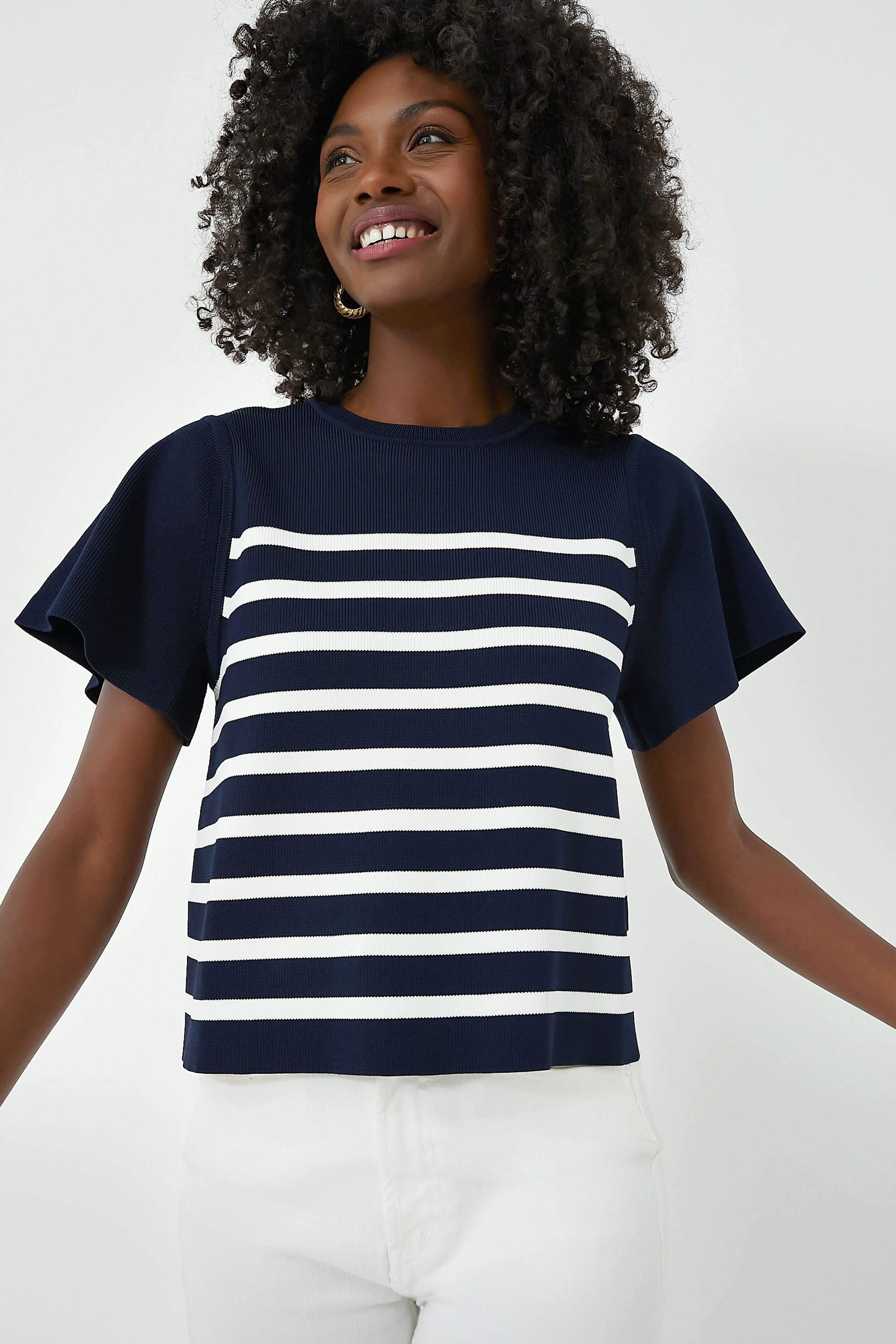 Navy and White Striped Knit Kirby Top | Tuckernuck (US)