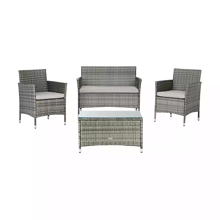 Gray Box Wicker 4-pc. Outdoor Living Set | Kirkland's Home