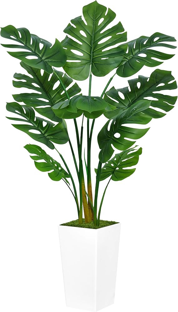 ASTIDY Artificial Monstera Deliciosa Plant 5FT - Faux Tropical Palm Tree with White Tall Planter ... | Amazon (US)