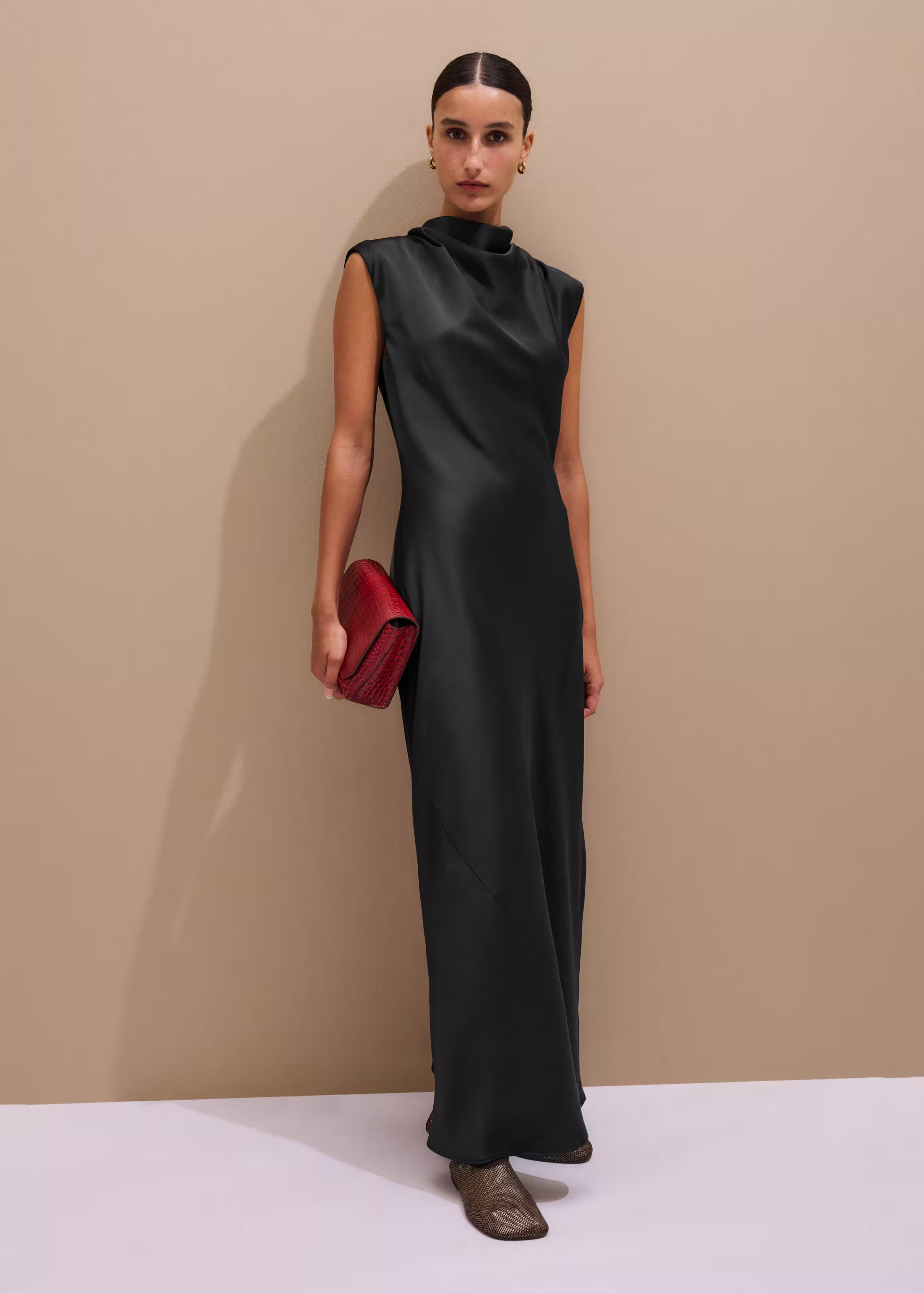 Black Tie Maxi Dress Fluid Satin | ME+EM US