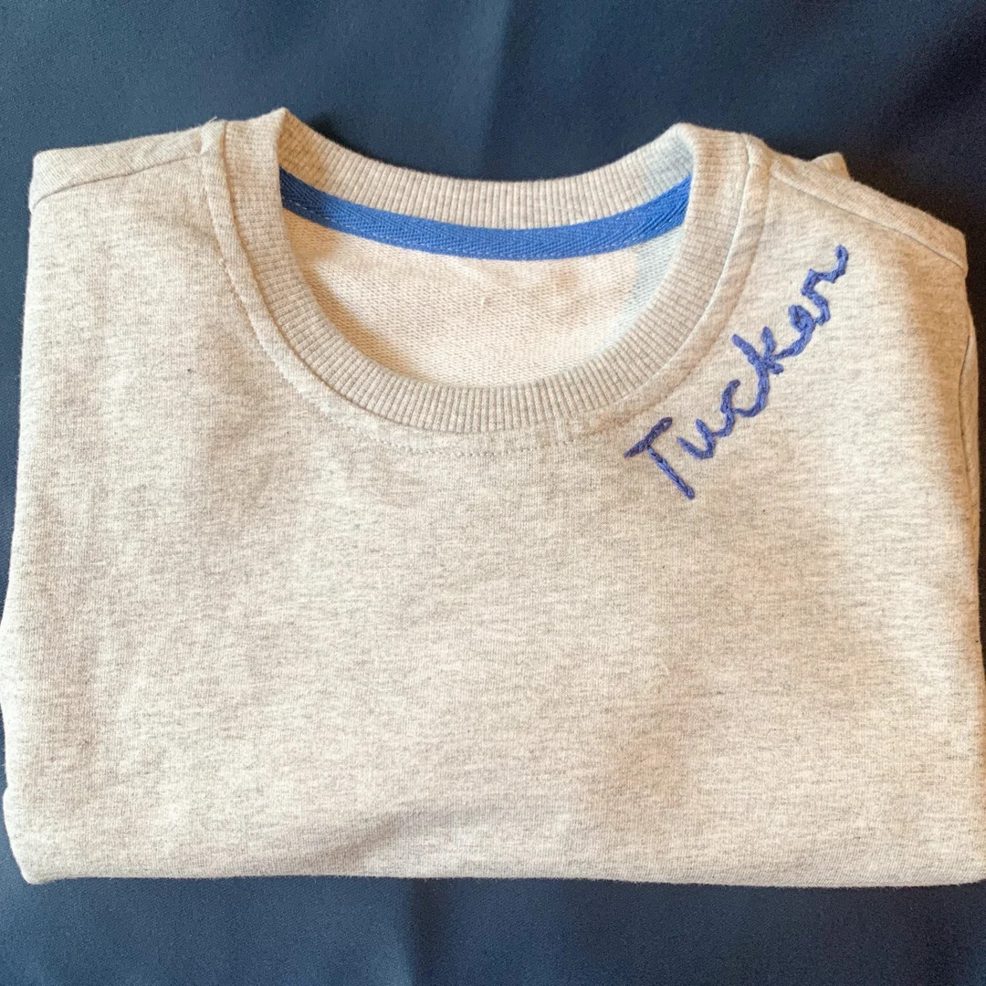 Shoulder Stitched Hand Embroidered Sweatshirt, Toddler Personalized Shirt, Hand Stitched Shirts, ... | Etsy (US)