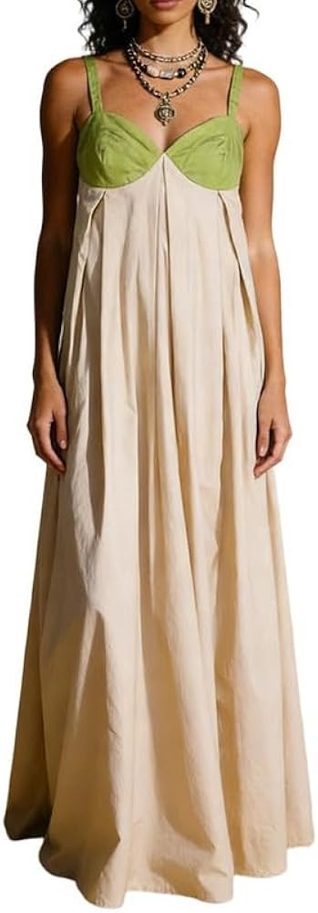 Women Bohemian Graphic Maxi Dress Spaghetti Strap Flowy Cami Dress Floral Tiered Sundress Y2K Sum... | Amazon (US)