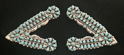 Native American Navajo Turquoise Cluster sterling silver collar tips 4” X 3”  | eBay | eBay US