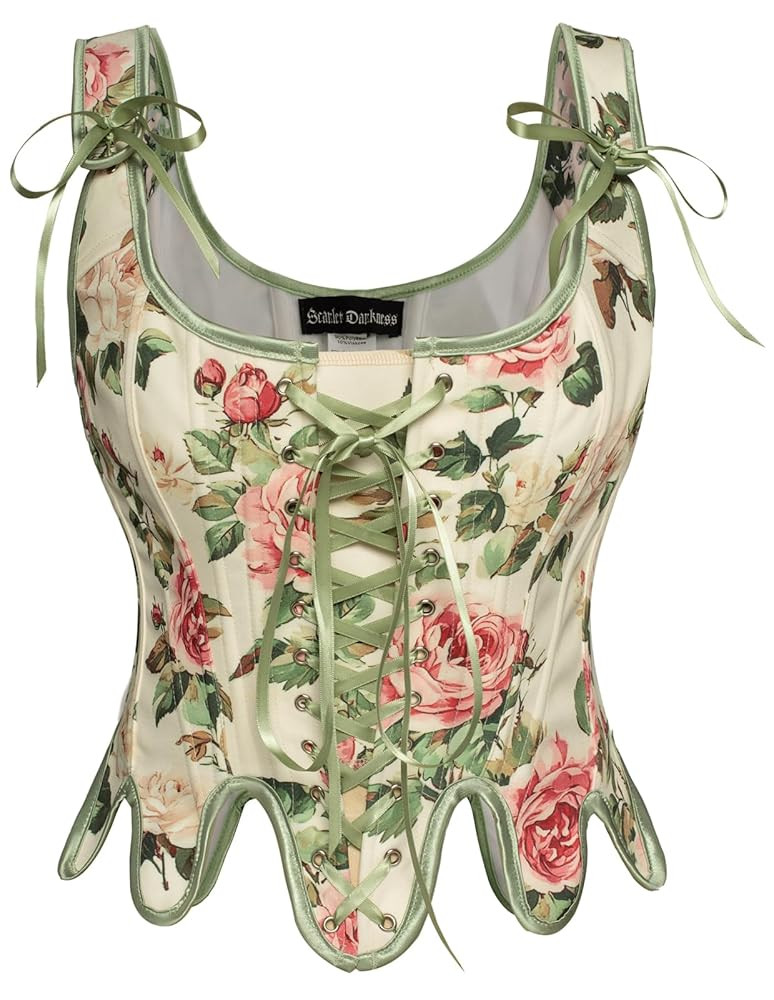 Scarlet Darkness Corset Tops for Women Renaissance Corset Floral Lace Up Bodyshaper Bustier | Amazon (US)