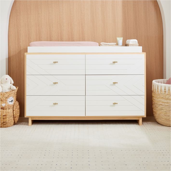 Cora 6-Drawer Changing Table (56") - Natural/White | West Elm (US)