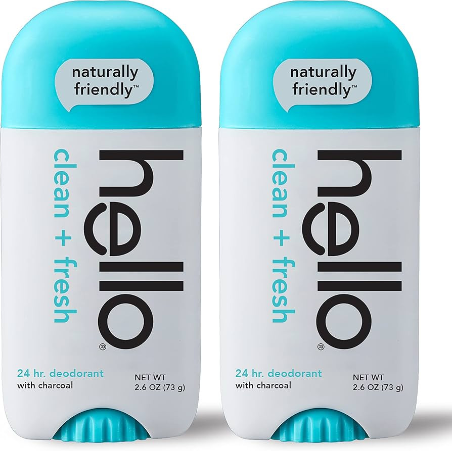 hello Activated Charcoal Fresh and Clean Deodorant for Women + Men, Aluminum Free, Baking Soda Fr... | Amazon (US)