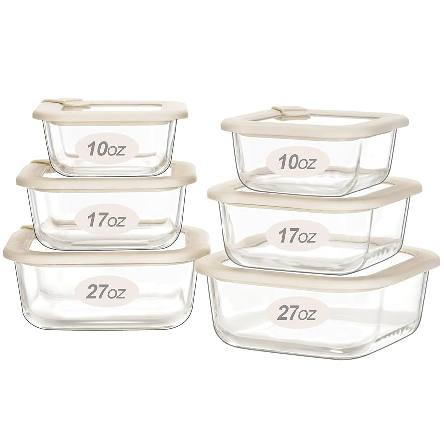 Urban Green Glass Food Storage Containers with Glass Lids, Microwave Safe Food Container Set, Air... | Amazon (US)