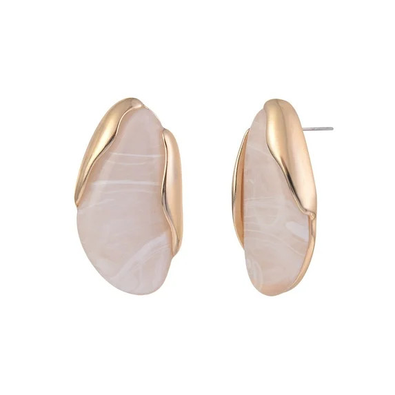 Time and Tru Women's Acrylic Swirl Natural Goldtone Post Earrings | Walmart (US)