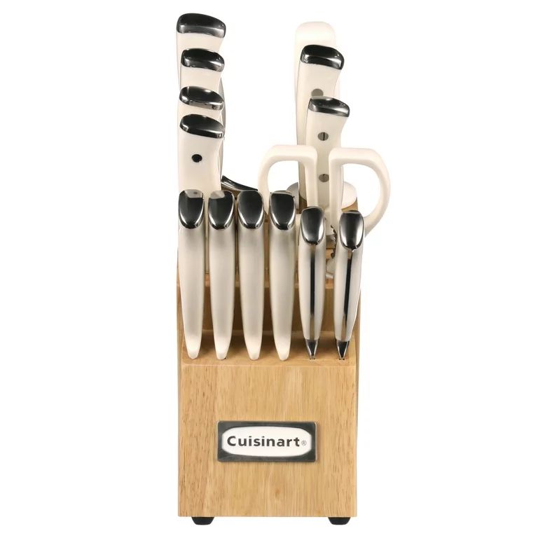 Cuisinart Classic Forged Triple Rivet 15-Piece Cutlery Set with Block, White and Stainless - Walm... | Walmart (US)