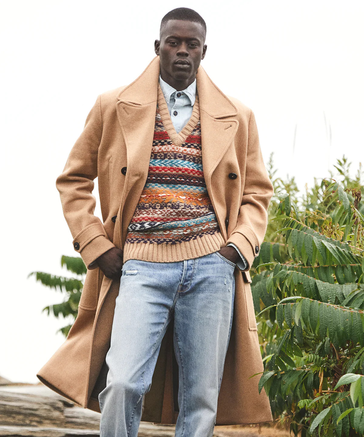 Italian Wool Double Breasted Officer Topcoat in Camel | Todd Snyder