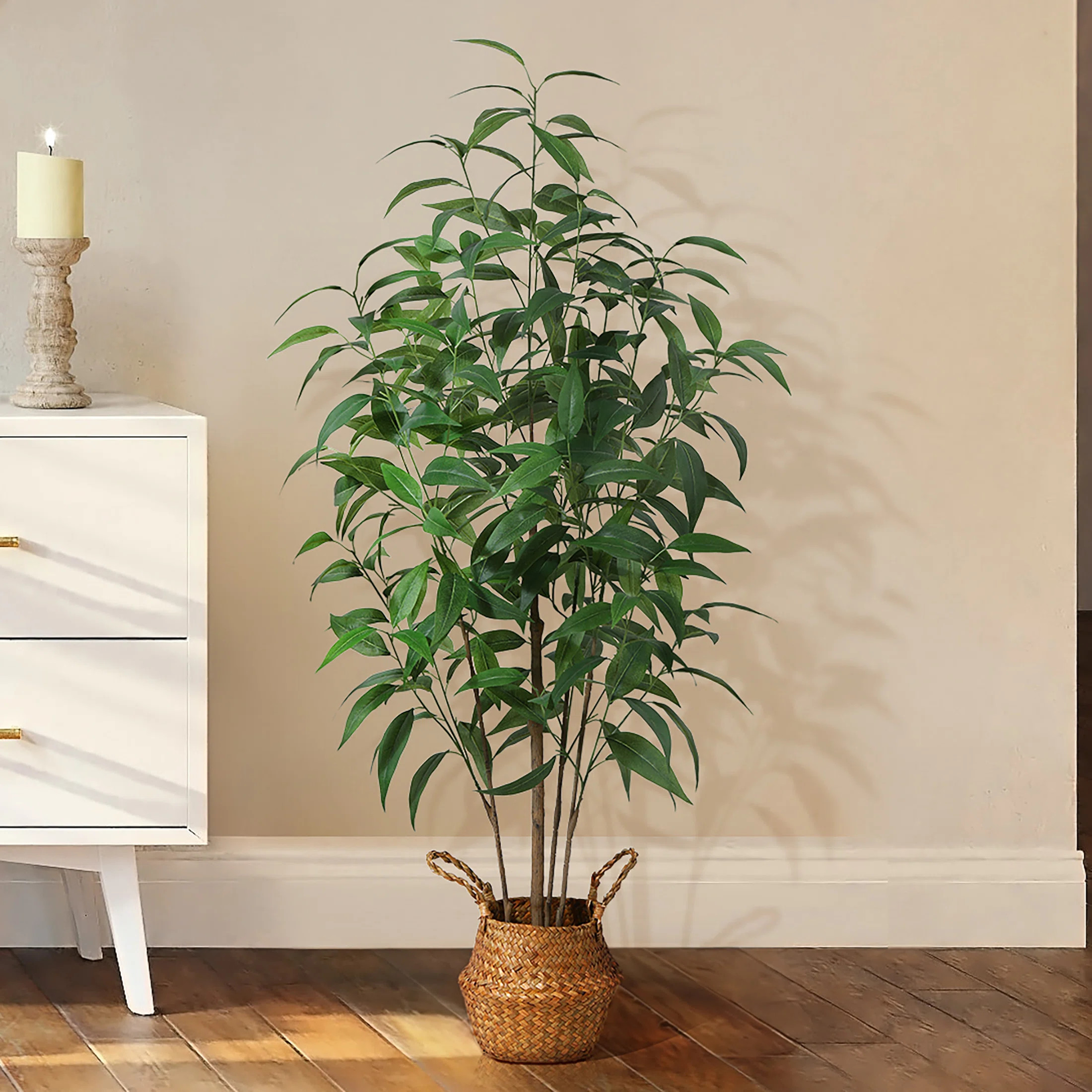 Adcock Faux Eucalyptus Tree with Basket, Pre Potted fake Eucalyptus Plant for Home Decor | Wayfair North America