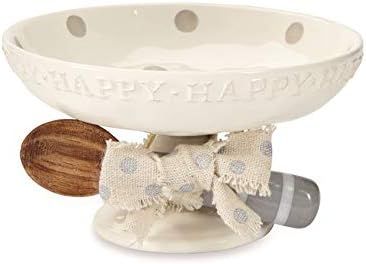 Mud Pie Happy Candy Dish Set, 3" x 5 1/2" Dia | Spoon 4 1/2", White | Amazon (US)