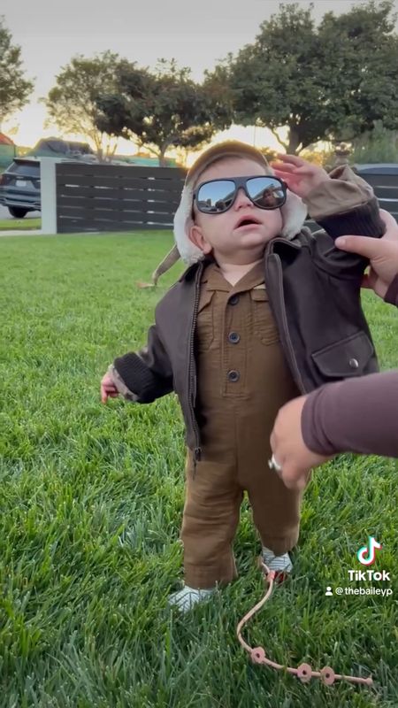 Naturally our little adventure buddy has to be an aviator for his first Halloween 🎃✈️🤎 Full outfit is Banana Republic, and love that he can wear it again! 

#LTKbaby #LTKHalloween #LTKkids